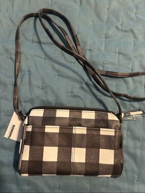 SONOMA Black & White Buffalo Check Crossbody Purse